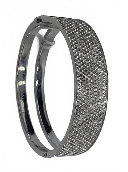 Swarovski Silvertone Crystal Pave 6.75" Intervalle bangle hinged CJ Bracelet