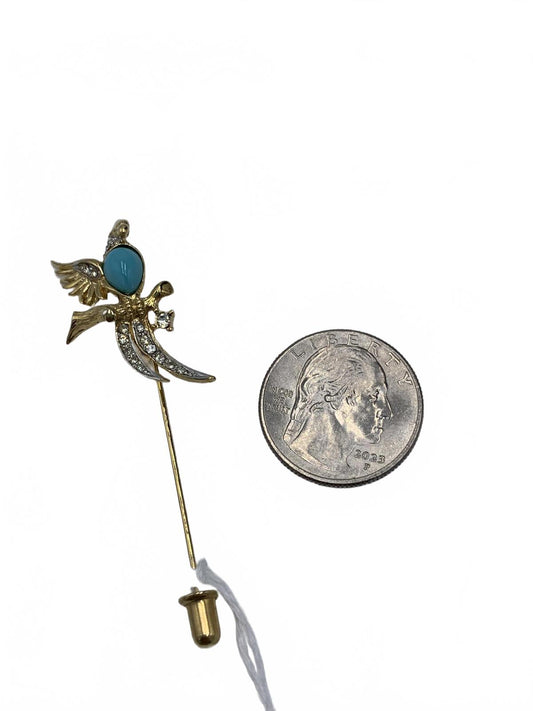 D’Orlan Goldtone Rhinestone Laquered parrot 2.5" CJ Pin