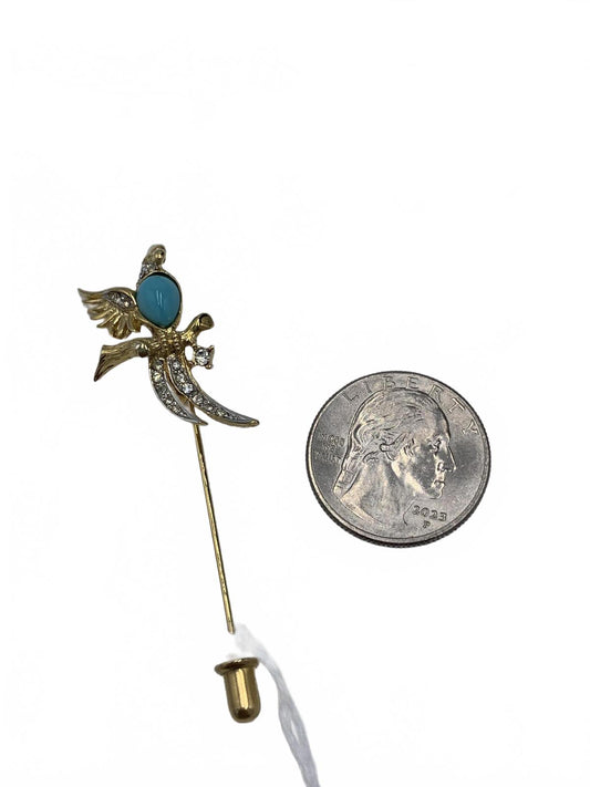 D’Orlan Goldtone Rhinestone Laquered parrot 2.5" CJ Pin