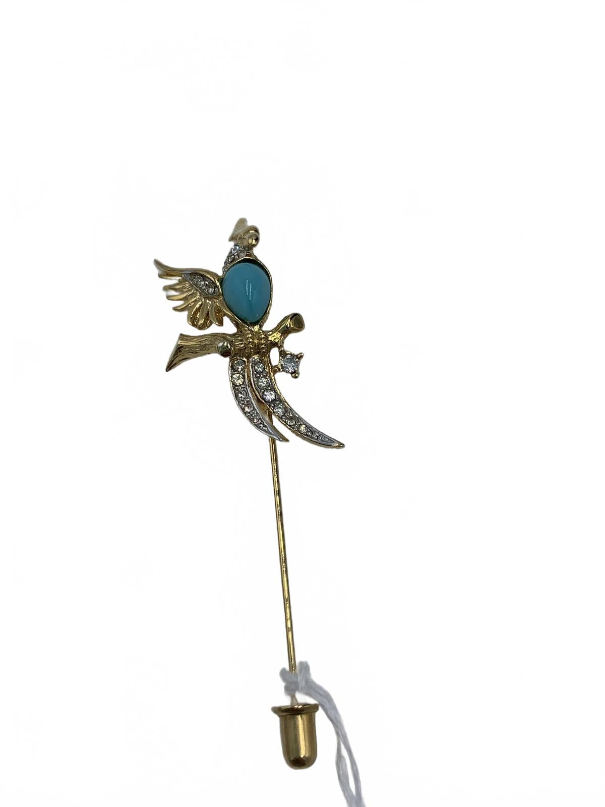 D’Orlan Goldtone Rhinestone Laquered parrot 2.5" CJ Pin