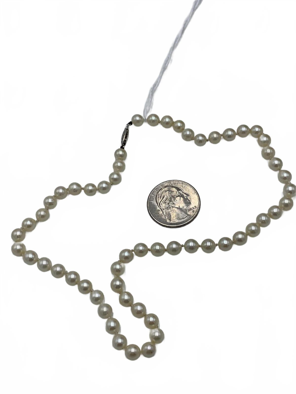 14K Gold Genuine Pearl Beaded Strand 16" Necklace