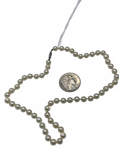 14K Gold Genuine Pearl Beaded Strand 16" Necklace