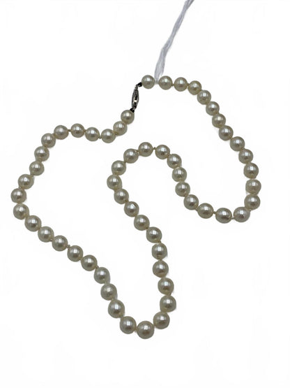 14K Gold Genuine Pearl Beaded Strand 16" Necklace