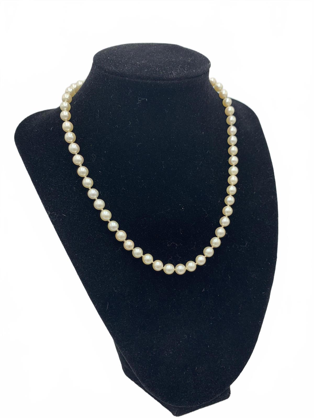14K Gold Genuine Pearl Beaded Strand 16" Necklace