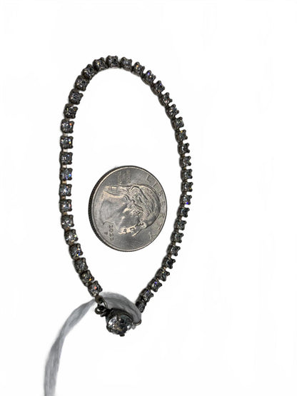 Unsigned Silvertone 3g White Rhinestone Tennis 6.75" CJ Bracelet