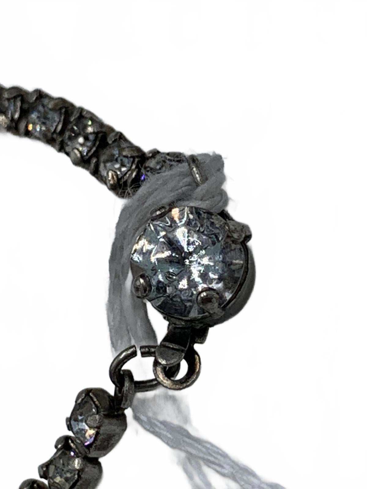 Unsigned Silvertone 3g White Rhinestone Tennis 6.75" CJ Bracelet