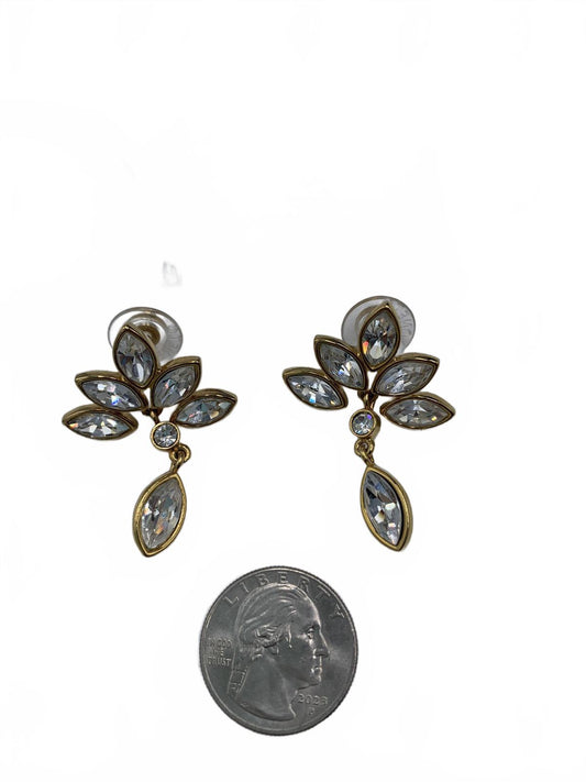 Monet Goldtone 17.3g White Rhinestone Abstract Floral 2 Post CJ Earrings