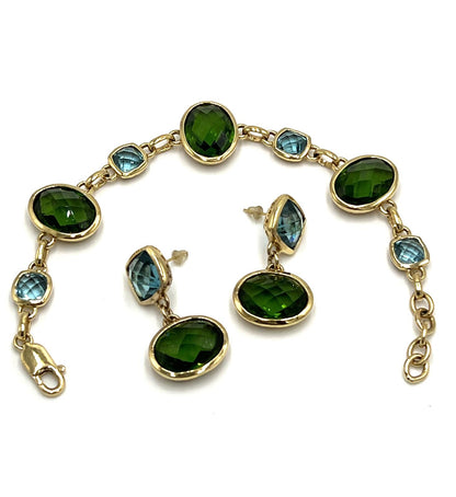 Ross Simons Gold-Over-Sterling Silver Emerald Aquamarine Set
