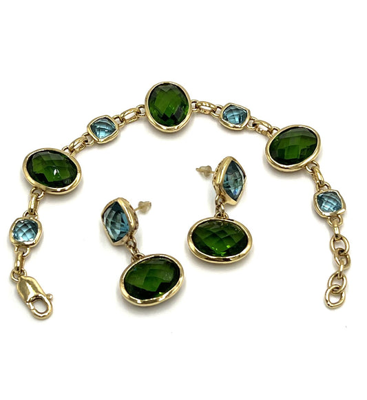 Ross Simons Gold-Over-Sterling Silver Emerald Aquamarine Set