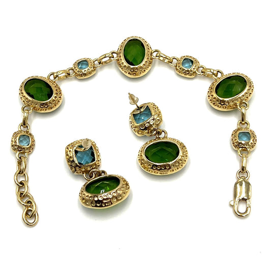 Ross Simons Gold-Over-Sterling Silver Emerald Aquamarine Set