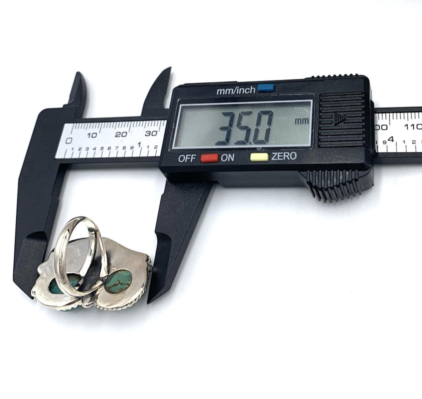 New Old Stock Native American Navajo Sterling Silver Double Green Turquoise Ring