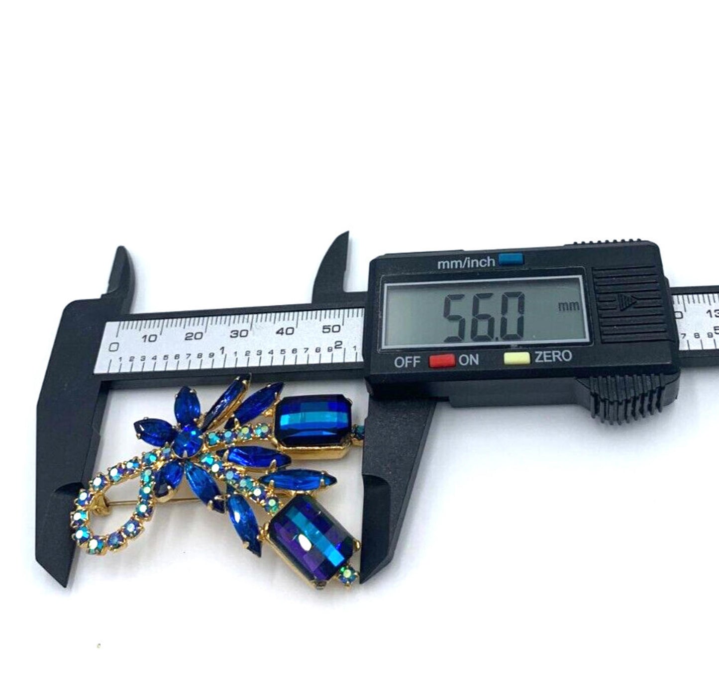 Verified Juliana Book Piece Faceted Blue Rhinestone Gold Tone Brooch Rare