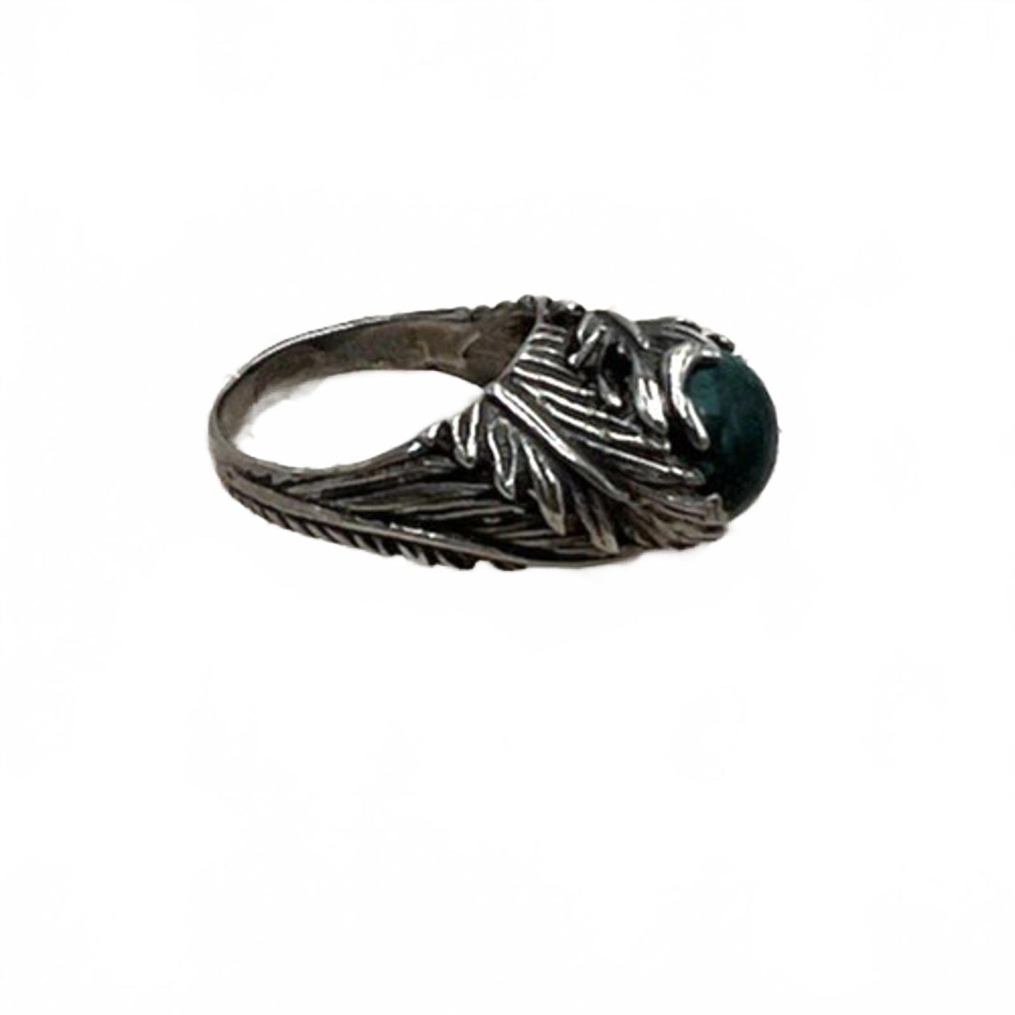 Vintage Sterling Silver Native/southwestern Handcrafted Green Turquoise Ring