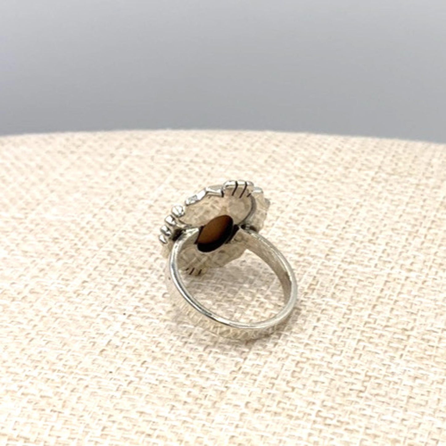 New Old Stock Native American Orange Spiny Oyster Turquoise Ring Sterling Silver