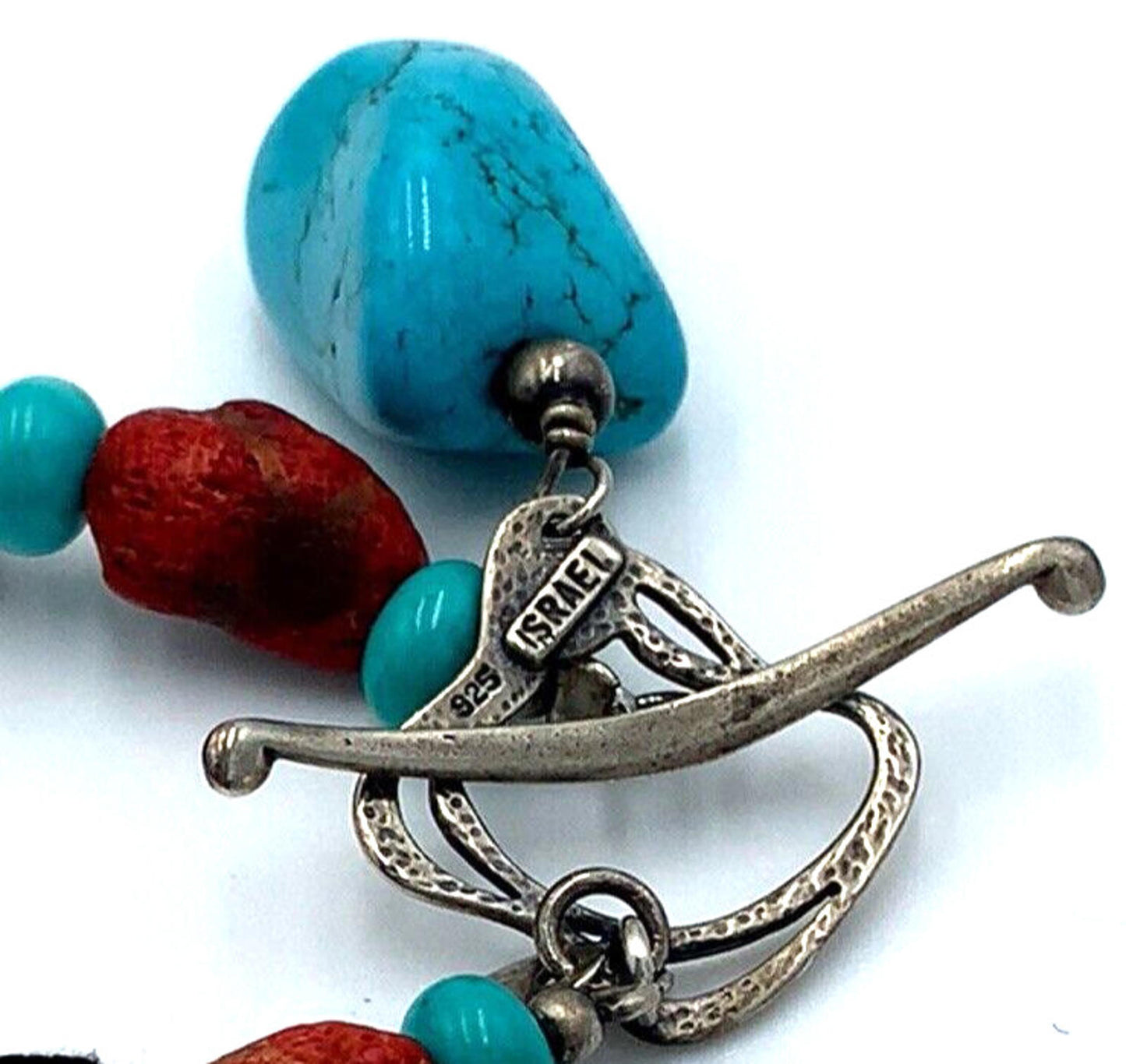 Avi Soffer Israel 925 Silver Turquoise Coral Necklace NWT