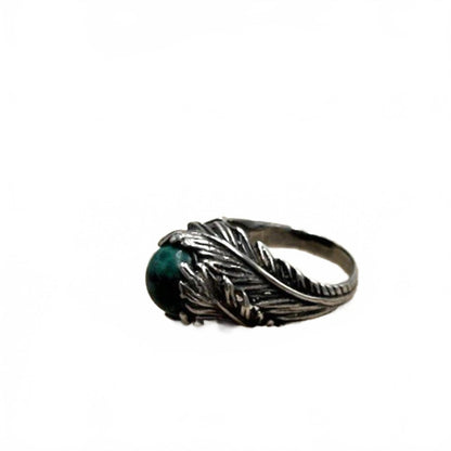 Vintage Sterling Silver Native/southwestern Handcrafted Green Turquoise Ring