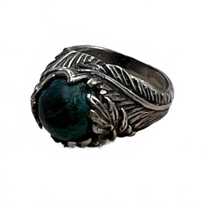 Vintage Sterling Silver Native/southwestern Handcrafted Green Turquoise Ring