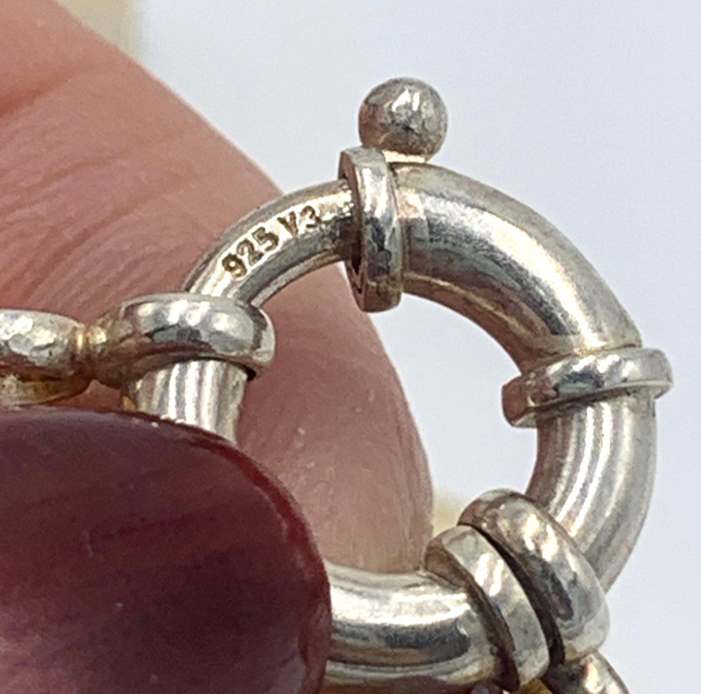 Multi Six Strand Citrine Large Agate Stone Sterling Silver Clasp Necklace 20.5"