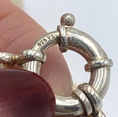 Multi Six Strand Citrine Large Agate Stone Sterling Silver Clasp Necklace 20.5"