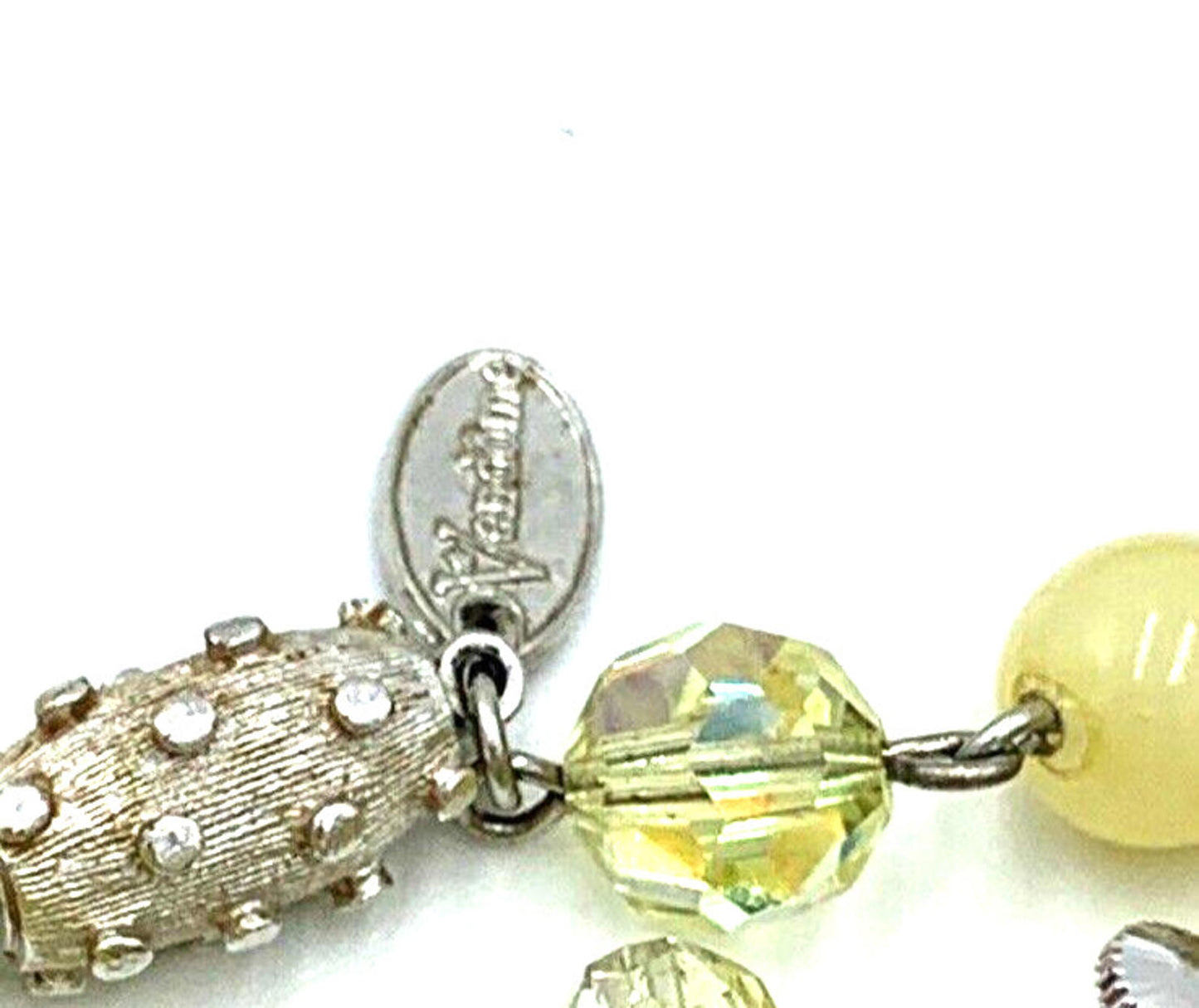 Vintage Vendome Set Yellow Glass Bead Cluster AB Necklace & Earrings Rare OOAK