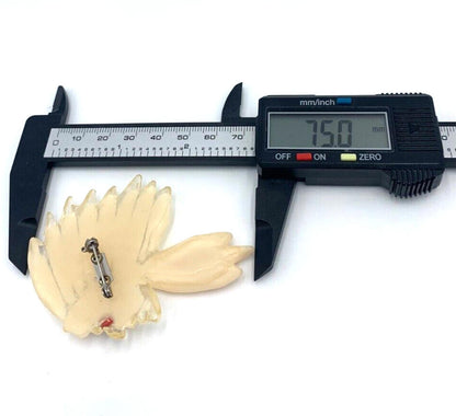 Vintage Mid Century Textured Native American Chief Cream Figural Lucite Brooch