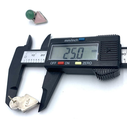 Vintage Carol Felley Southwestern Style Earrings Green Aventurine Rose Quartz