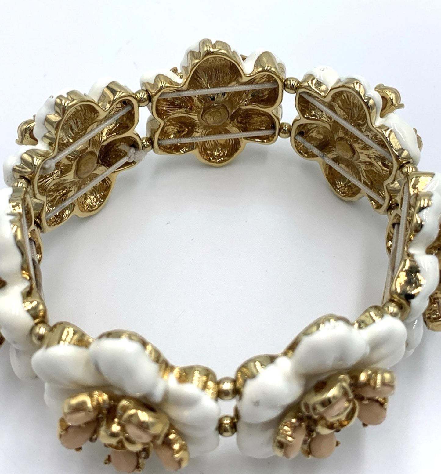 Ann Taylor Stretch Enamel Flower Bracelet Earrings Ring Set