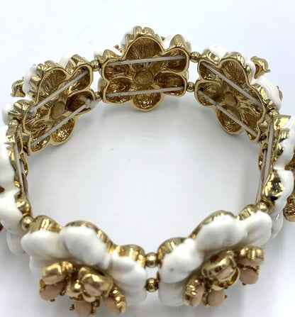 Ann Taylor Stretch Enamel Flower Bracelet Earrings Ring Set