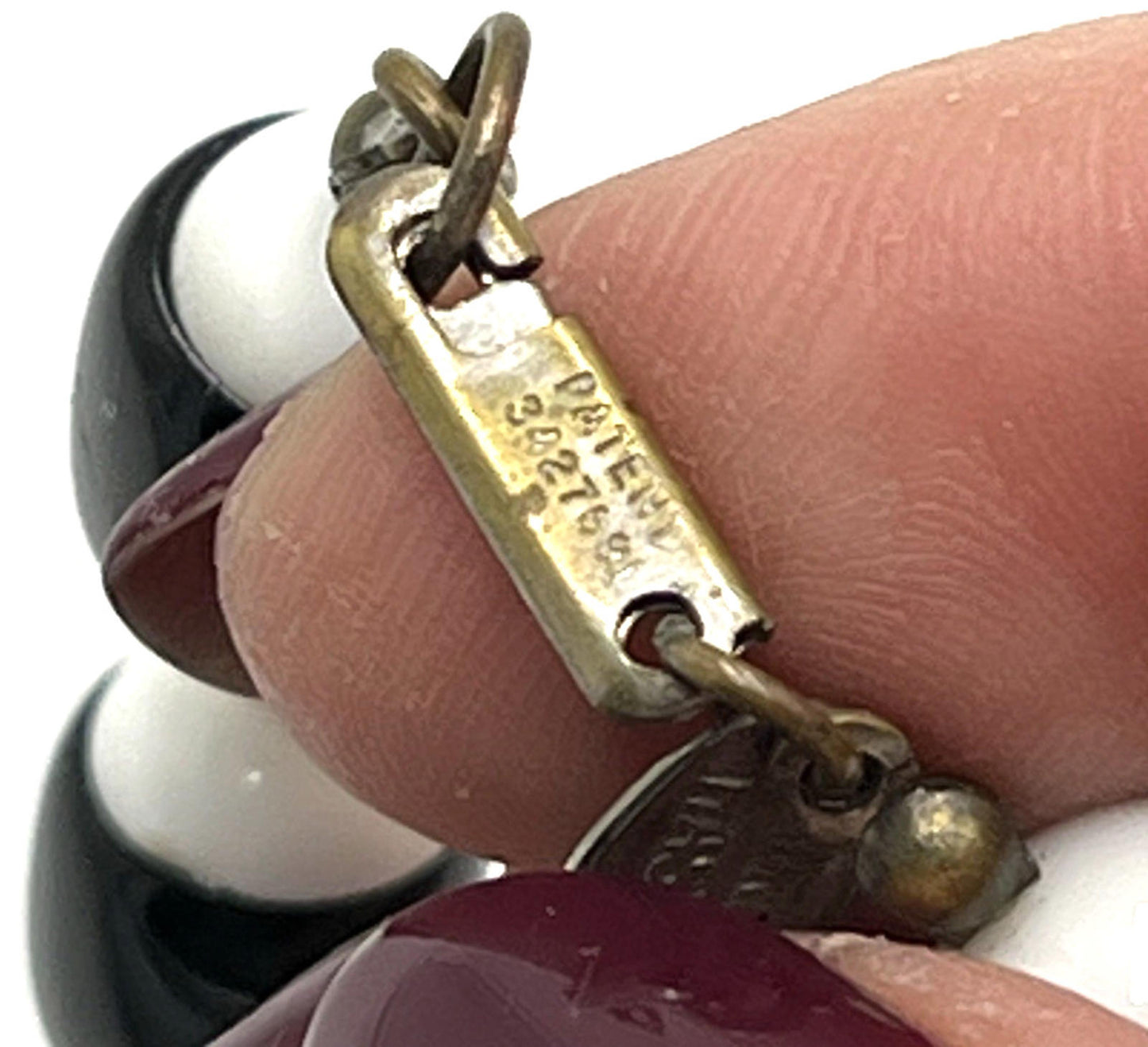 Vintage Miriam Haskell White Black Milk Glass Bead Necklace RARE 28"