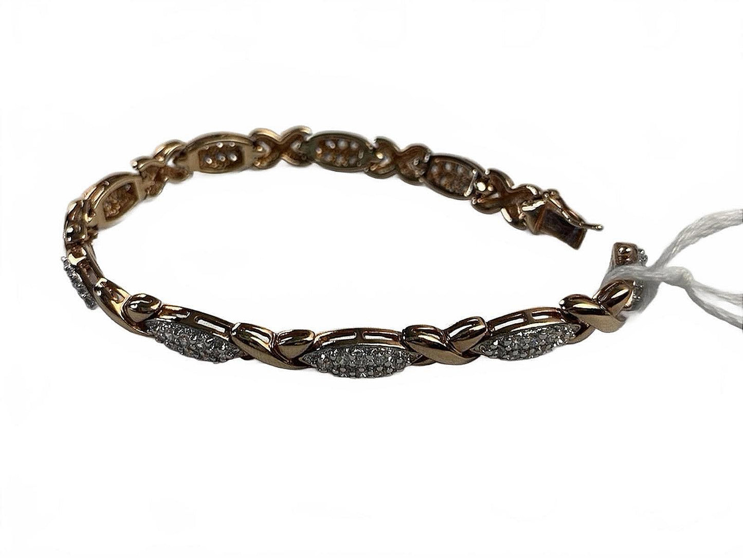 Ross Simons 925 Sterling Silver CZ Pavé Eyes & Xs Goldtone Link Bracelet