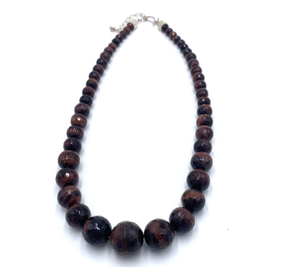 Vintage Set Jay King DTR Sterling Silver Tiger’s Eye Faceted Necklace & Earrings