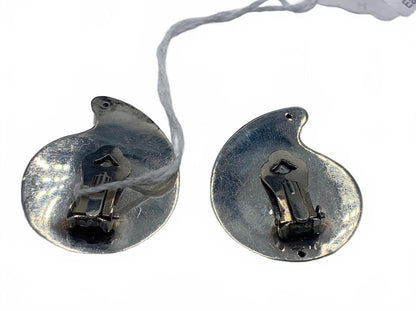 Large Sterling Silver Nautilus Motif Clip-On Earrings