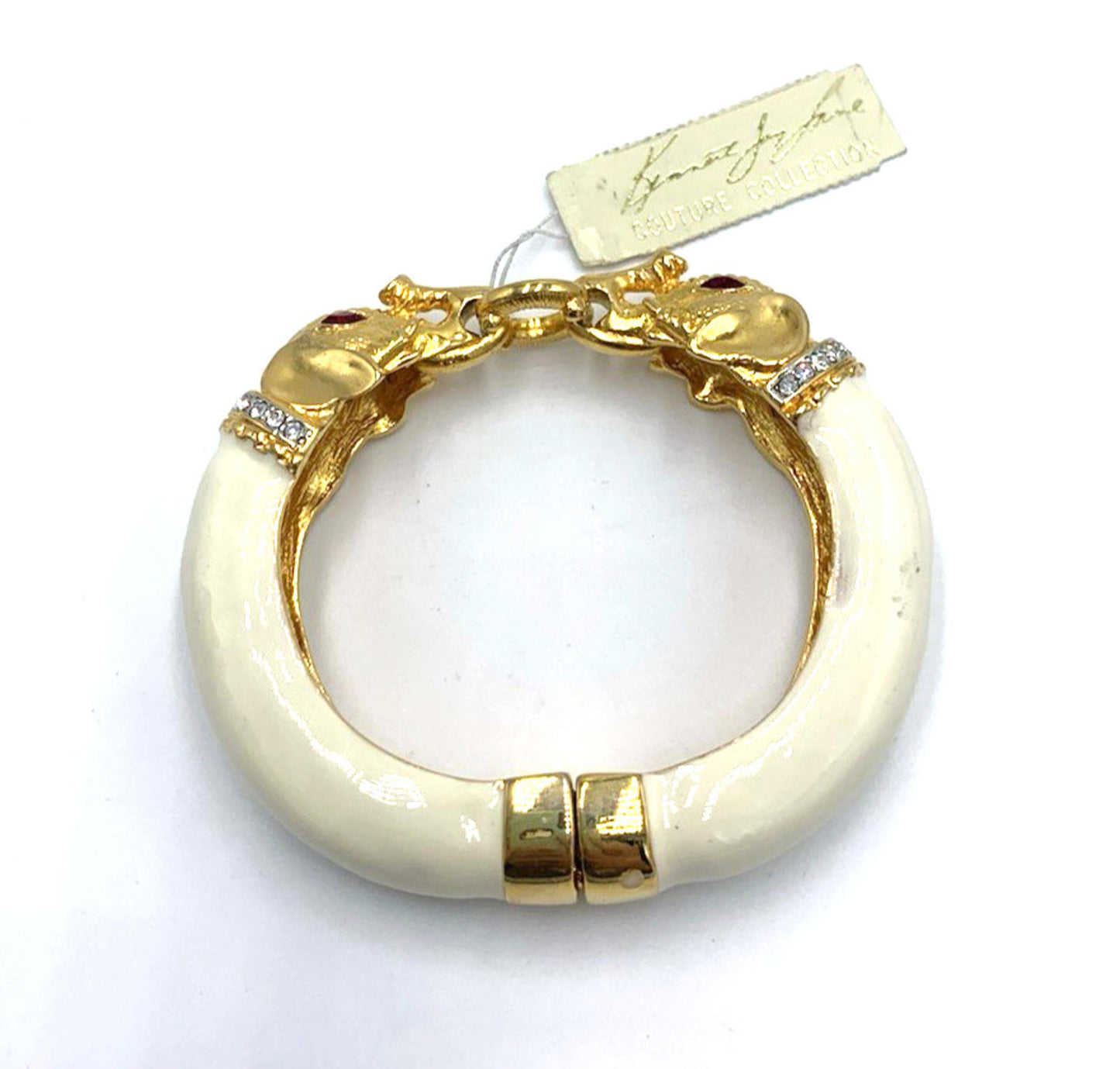 $250 NWT Old Stock Vintage Kenneth Jay Lane KJL Double Elephant Bangle Bracelet