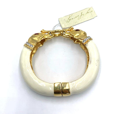 $250 NWT Old Stock Vintage Kenneth Jay Lane KJL Double Elephant Bangle Bracelet