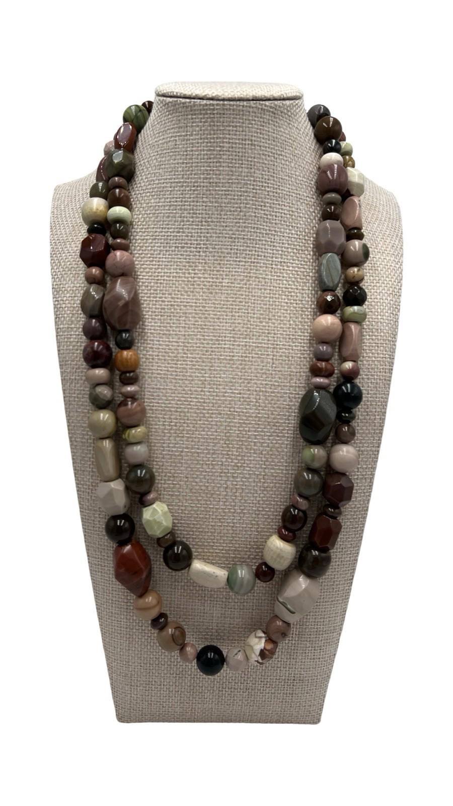 Mine Finds Jay King DTR Multi Color  Two Strand Jasper Sterling Silver Necklace