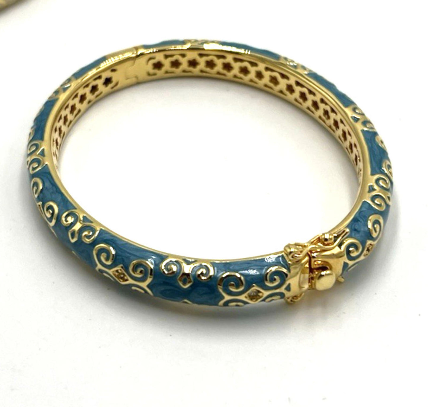 NWOT Lauren G Adams Bangle Bracelet Ring Lot  Cream Blue Enamel Moroccan Style
