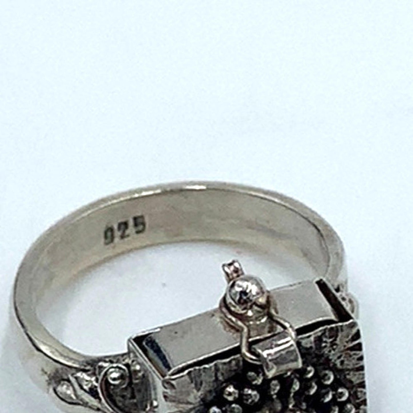 Vintage Art Deco Amethyst Poison Pill Pull Out Drawer Box Sterling Silver Ring