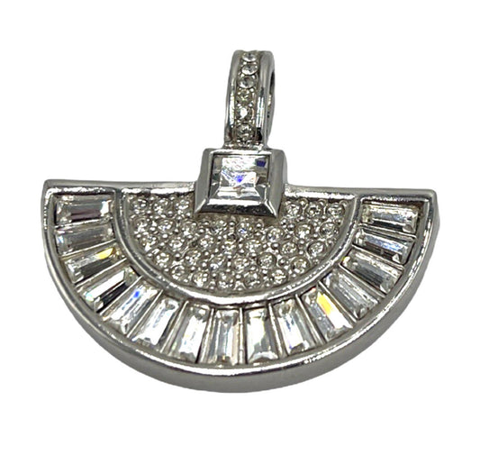 Art Deco Style Vintage Christian Dior Rhinestone Silver Tone 1990s Pendant Rare