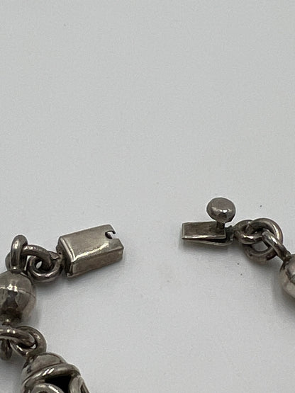 Taxco Sterling Silver Beaded Open Link Ornate Bracelet