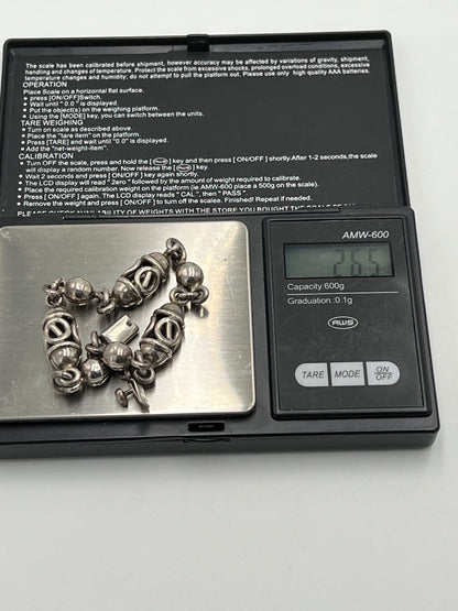 Taxco Sterling Silver Beaded Open Link Ornate Bracelet