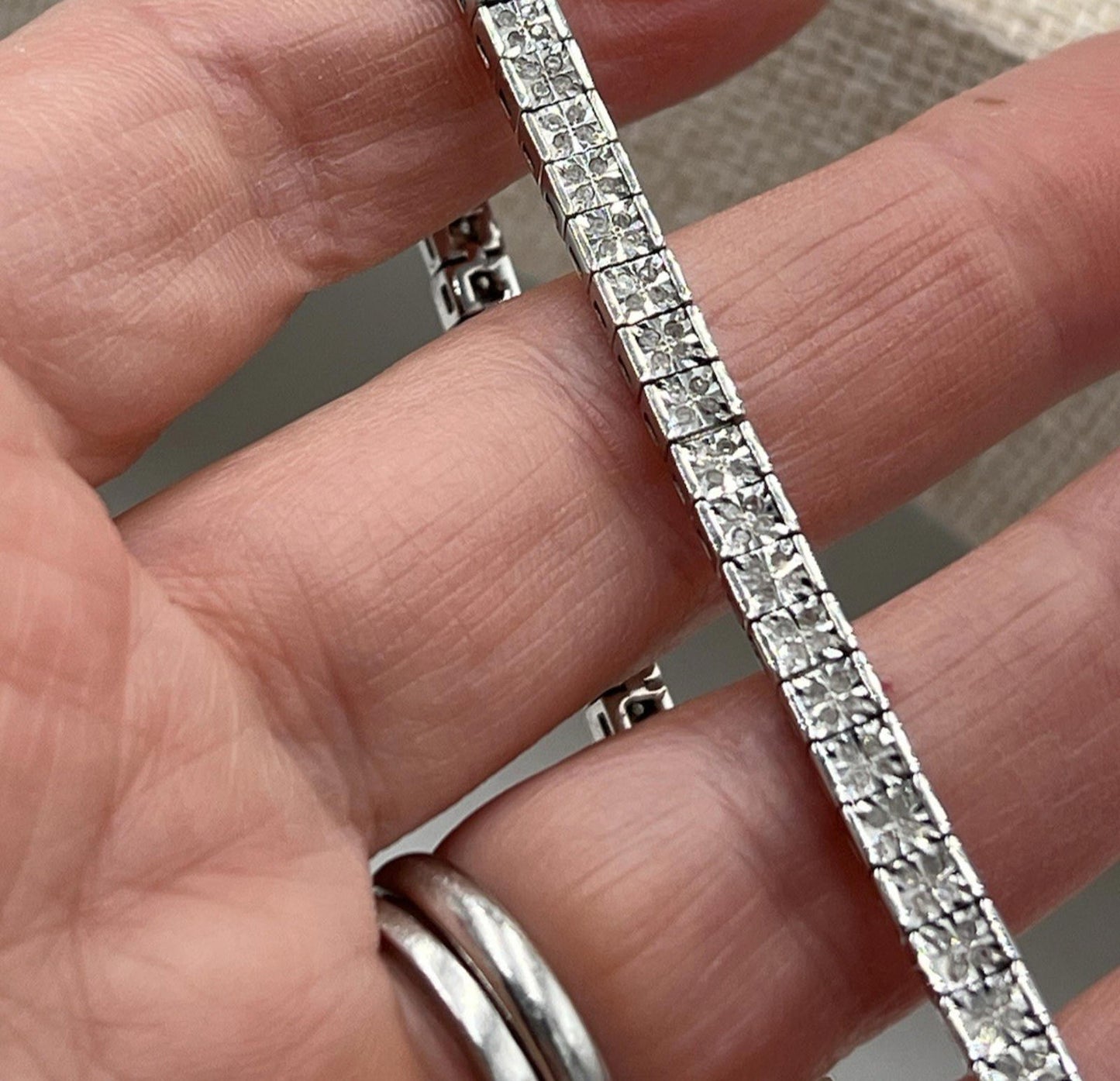 MDJ Michael Drechsler Sterling Silver Rhodium Plated Diamond Tennis Bracelet