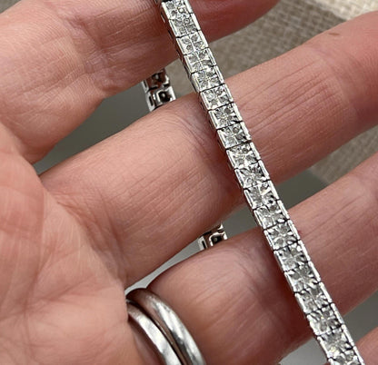 MDJ Michael Drechsler Sterling Silver Rhodium Plated Diamond Tennis Bracelet