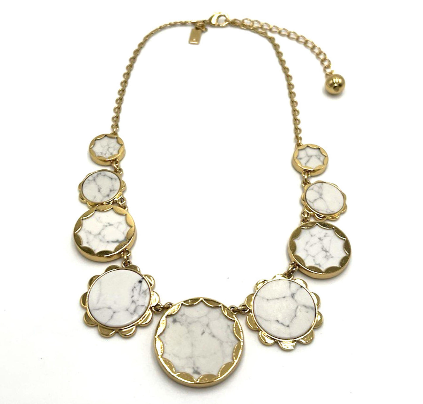 NWOT Kate Spade Graduated Punchy Petals Necklace Marble Carera Hematite Retired