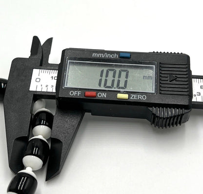 Vintage Miriam Haskell White Black Milk Glass Bead Necklace RARE 28"