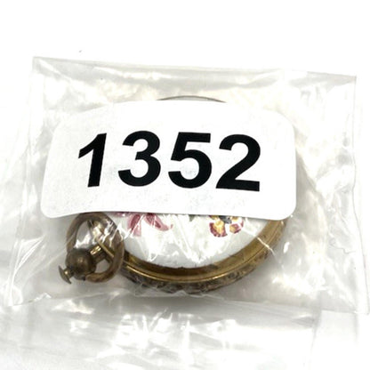 ANTIQUE LOCKET PENDANT 2 Picture Gold tone ROUND Enamel Flowers Mourners Hair