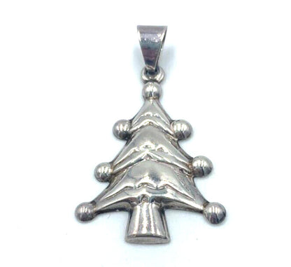 Vintage Stamped 925 Thailand Sterling Silver Christmas Tree Charm Pendant 6gr