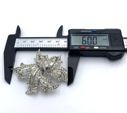 Marcel Boucher Rhodium Plated Clear Rhinestone Leaf Brooch