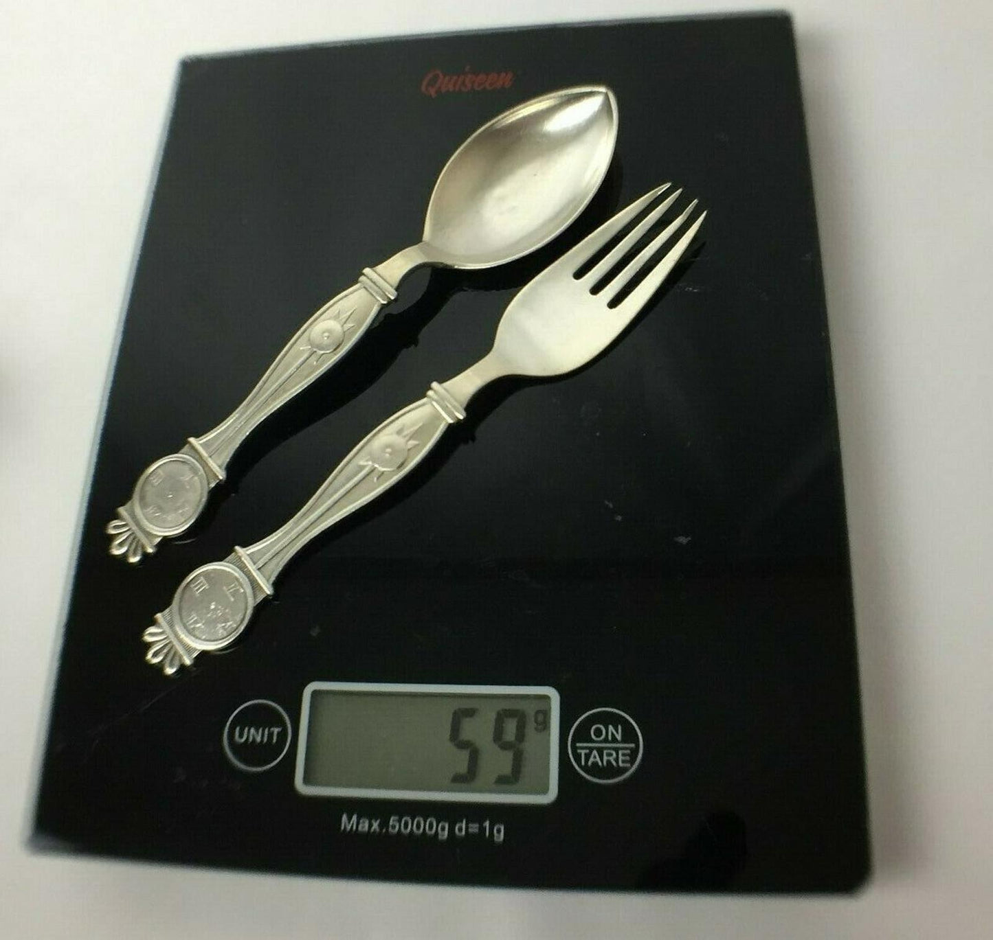 Vintage 59gr Sterling Silver 925 Spoon & Fork Pendulum Clock 1959 OOAK 6" Mexico