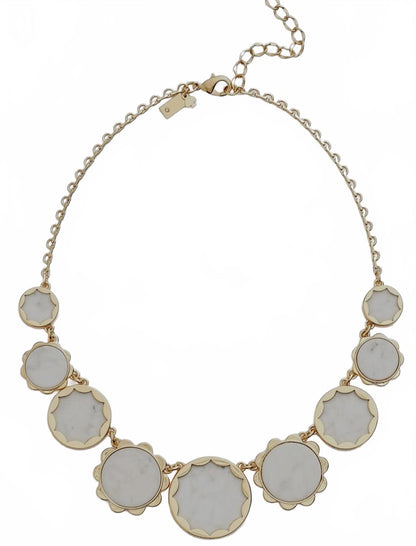 NWOT Kate Spade Graduated Punchy Petals Necklace Marble Carera Hematite Retired