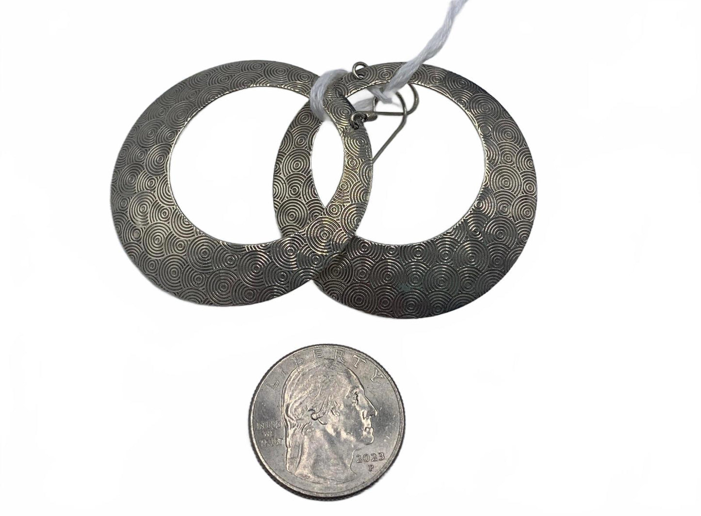 Sterling Silver Half-Moon Swirl Texture Hoop Earrings with Hooks